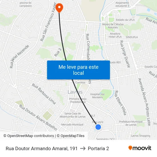 Rua Doutor Armando Amaral, 191 to Portaria 2 map