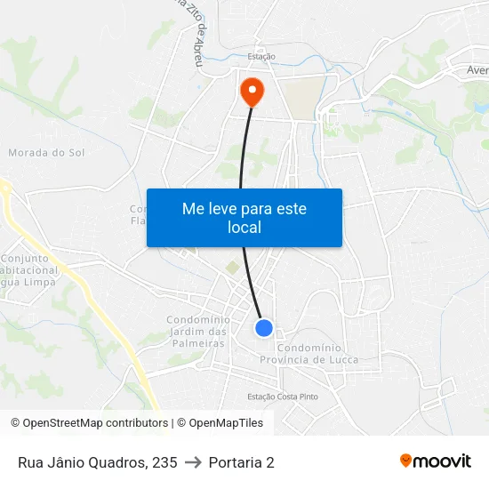 Rua Jânio Quadros, 235 to Portaria 2 map