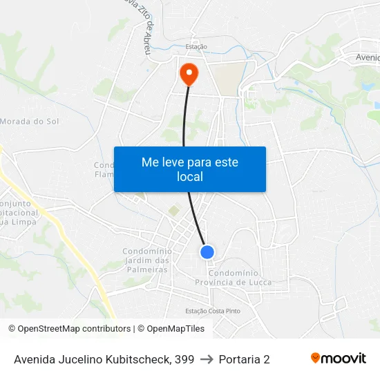 Avenida Jucelino Kubitscheck, 399 to Portaria 2 map