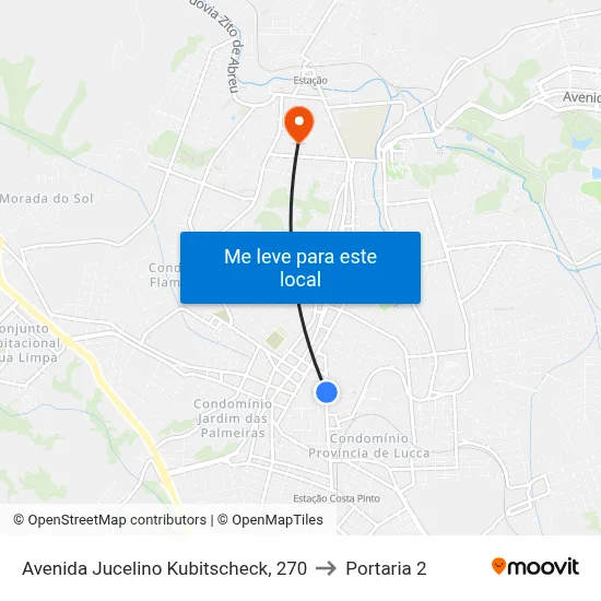Avenida Jucelino Kubitscheck, 270 to Portaria 2 map