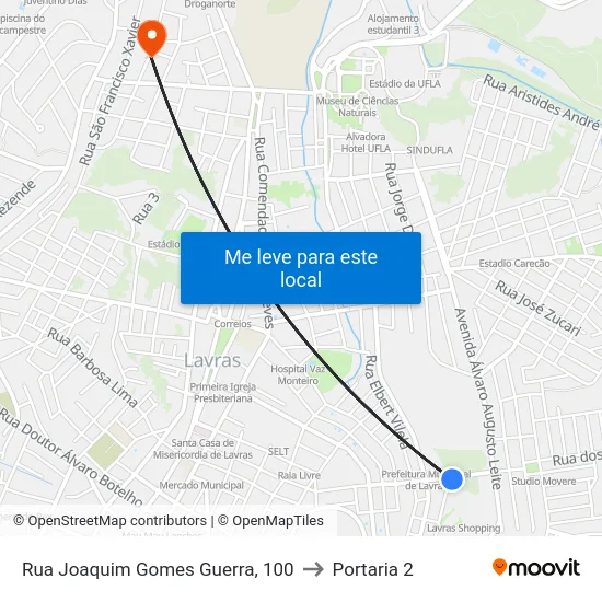 Rua Joaquim Gomes Guerra, 100 to Portaria 2 map
