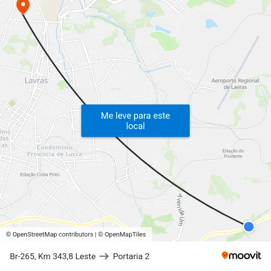 Br-265, Km 343,8 Leste to Portaria 2 map