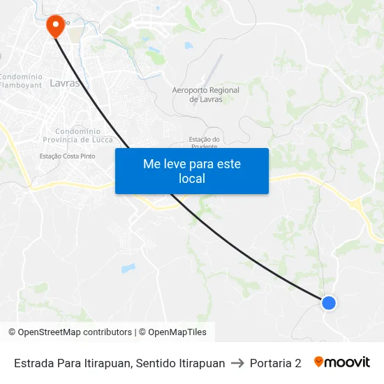 Estrada Para Itirapuan, Sentido Itirapuan to Portaria 2 map