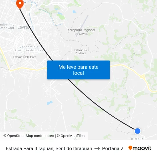 Estrada Para Itirapuan, Sentido Itirapuan to Portaria 2 map