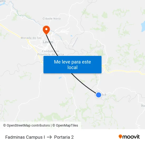 Fadminas Campus I to Portaria 2 map