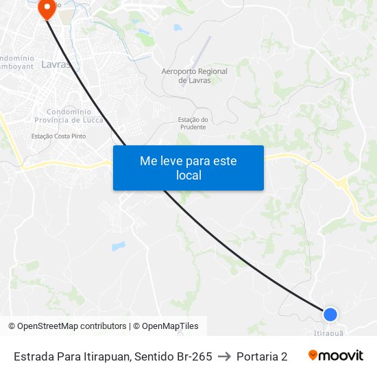 Estrada Para Itirapuan, Sentido Br-265 to Portaria 2 map