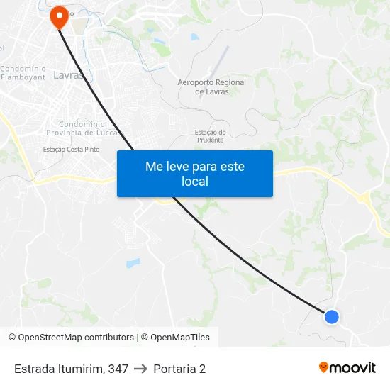 Estrada Itumirim, 347 to Portaria 2 map
