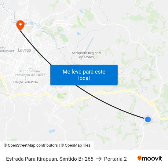 Estrada Para Itirapuan, Sentido Br-265 to Portaria 2 map