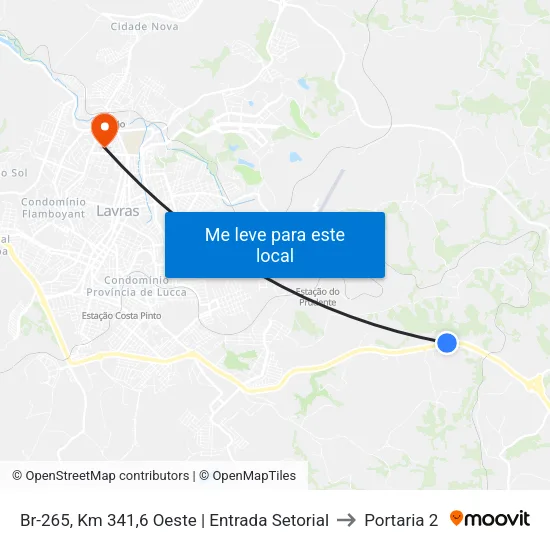 Br-265, Km 341,6 Oeste | Entrada Setorial to Portaria 2 map