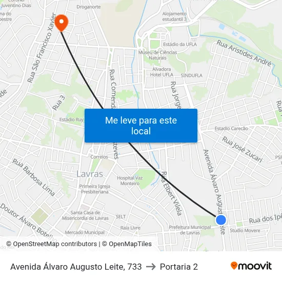 Avenida Álvaro Augusto Leite, 733 to Portaria 2 map
