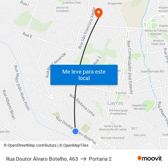 Rua Doutor Álvaro Botelho, 463 to Portaria 2 map