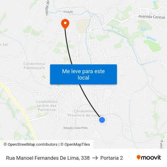 Rua Manoel Fernandes De Lima, 338 to Portaria 2 map