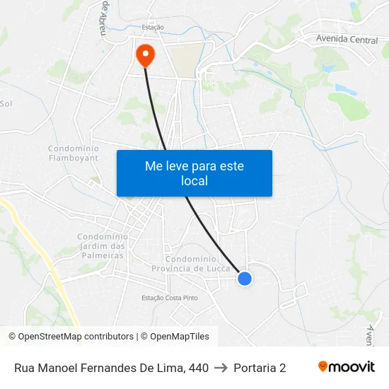 Rua Manoel Fernandes De Lima, 440 to Portaria 2 map