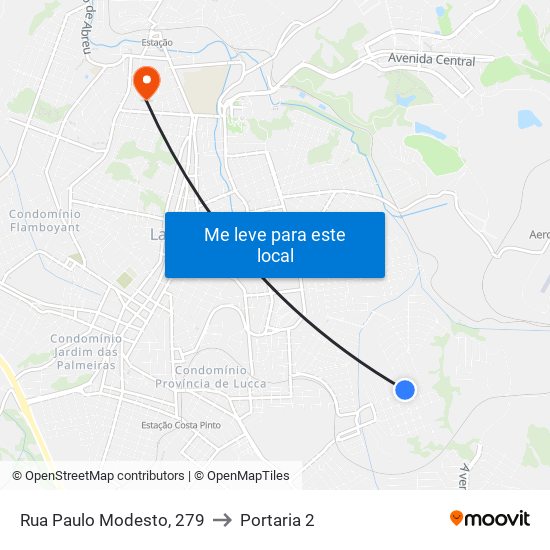 Rua Paulo Modesto, 279 to Portaria 2 map