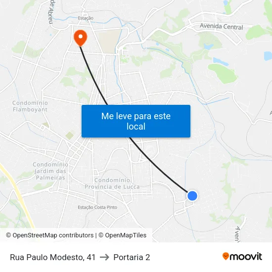 Rua Paulo Modesto, 41 to Portaria 2 map