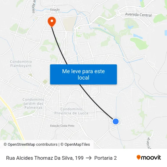 Rua Alcides Thomaz Da Silva, 199 to Portaria 2 map