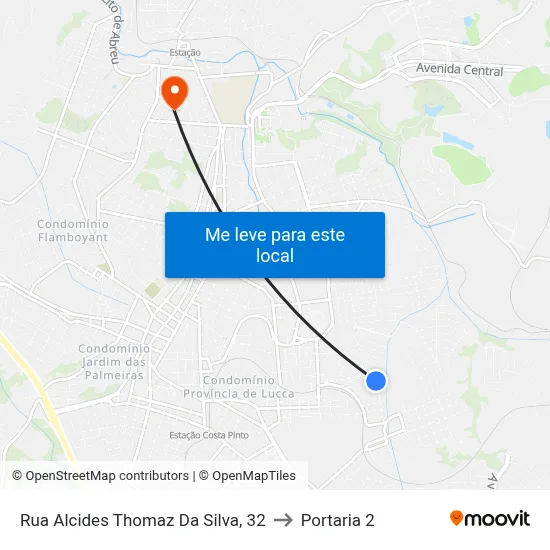 Rua Alcides Thomaz Da Silva, 32 to Portaria 2 map