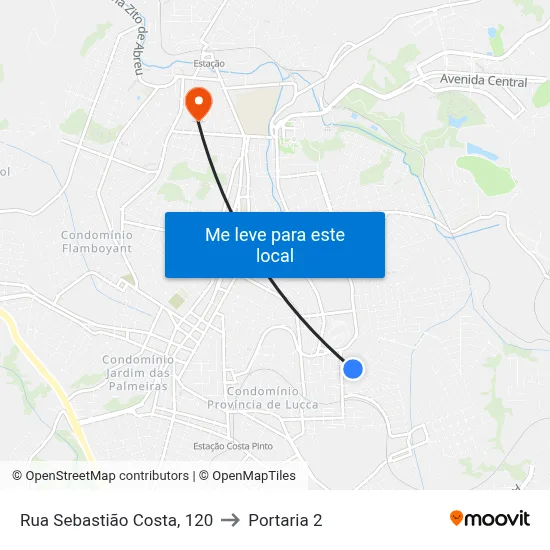 Rua Sebastião Costa, 120 to Portaria 2 map