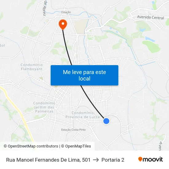 Rua Manoel Fernandes De Lima, 501 to Portaria 2 map