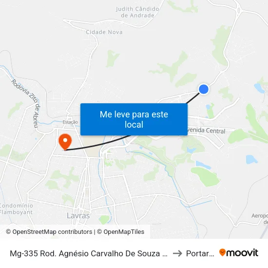 Mg-335 Rod. Agnésio Carvalho De Souza Km 86,0 Sul to Portaria 2 map