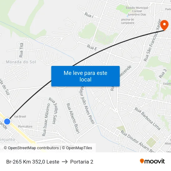 Br-265 Km 352,0 Leste to Portaria 2 map