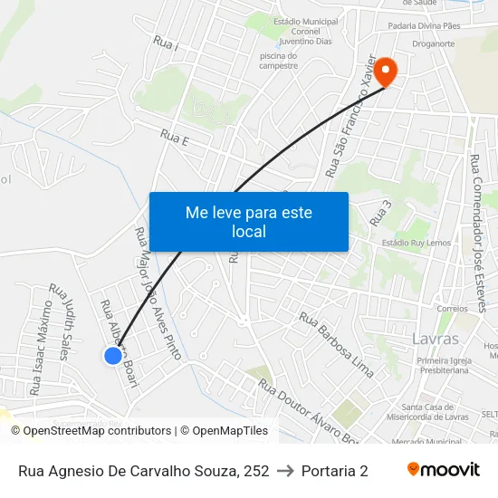 Rua Agnesio De Carvalho Souza, 252 to Portaria 2 map