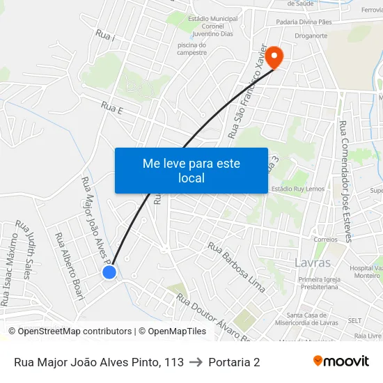Rua Major João Alves Pinto, 113 to Portaria 2 map
