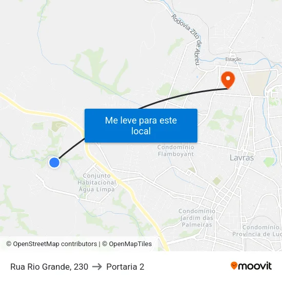 Rua Rio Grande, 230 to Portaria 2 map