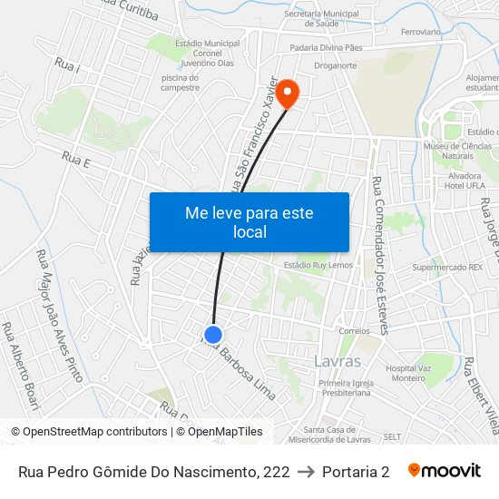 Rua Pedro Gômide Do Nascimento, 222 to Portaria 2 map