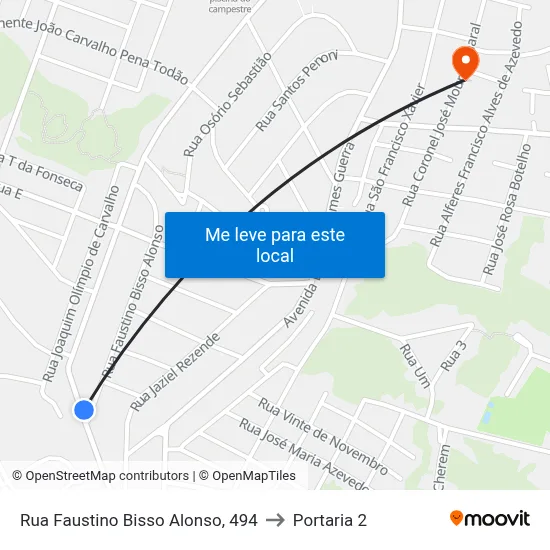 Rua Faustino Bisso Alonso, 494 to Portaria 2 map