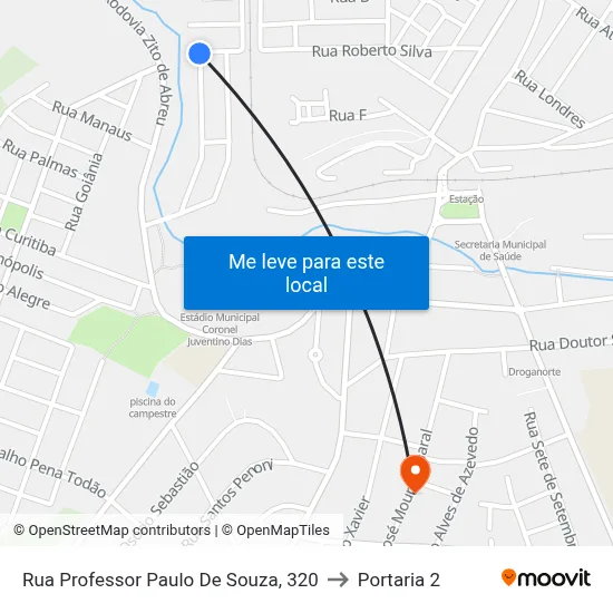 Rua Professor Paulo De Souza, 320 to Portaria 2 map
