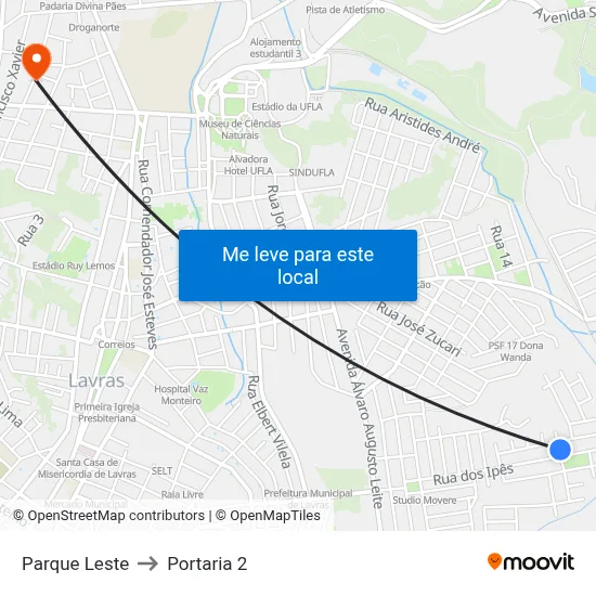 Parque Leste to Portaria 2 map