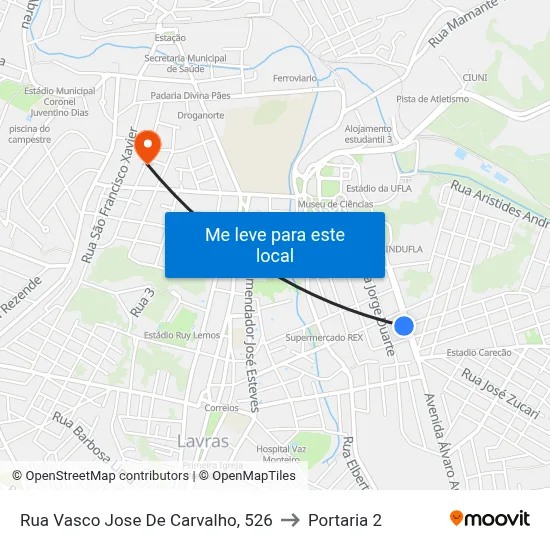 Rua Vasco Jose De Carvalho, 526 to Portaria 2 map