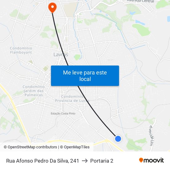 Rua Afonso Pedro Da Silva, 241 to Portaria 2 map