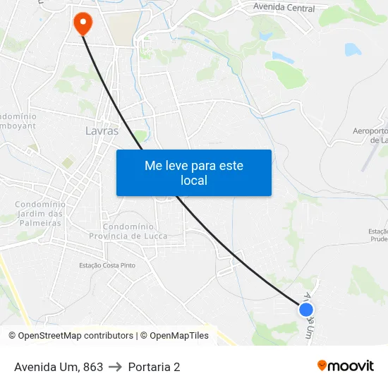 Avenida Um, 863 to Portaria 2 map
