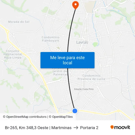 Br-265, Km 348,3 Oeste | Martminas to Portaria 2 map