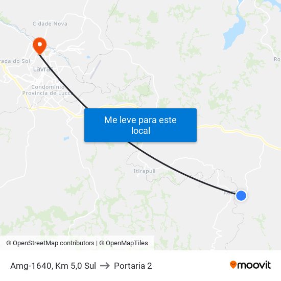 Amg-1640, Km 5,0 Sul to Portaria 2 map