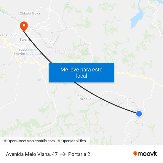 Avenida Melo Viana, 47 to Portaria 2 map