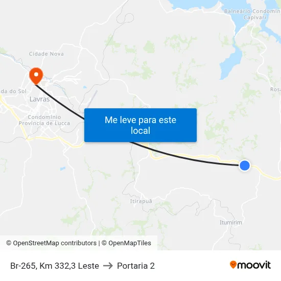 Br-265, Km 332,3 Leste to Portaria 2 map