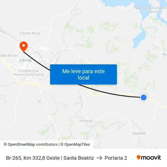 Br-265, Km 332,8 Oeste | Santa Beatriz to Portaria 2 map