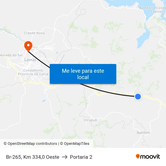Br-265, Km 334,0 Oeste to Portaria 2 map
