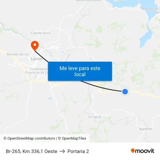 Br-265, Km 336,1 Oeste to Portaria 2 map