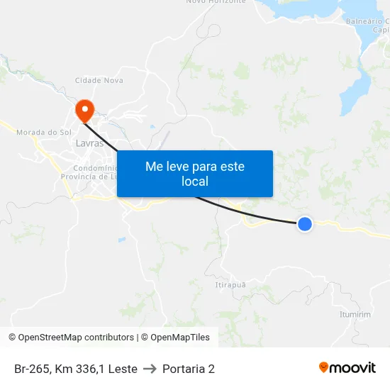 Br-265, Km 336,1 Leste to Portaria 2 map