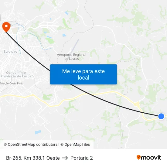 Br-265, Km 338,1 Oeste to Portaria 2 map