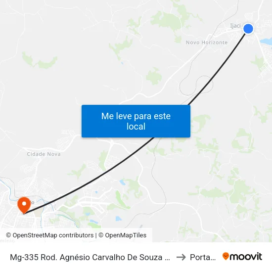Mg-335 Rod. Agnésio Carvalho De Souza Km 76,9 Norte to Portaria 2 map