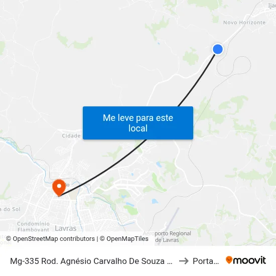 Mg-335 Rod. Agnésio Carvalho De Souza Km 80,0 Norte to Portaria 2 map
