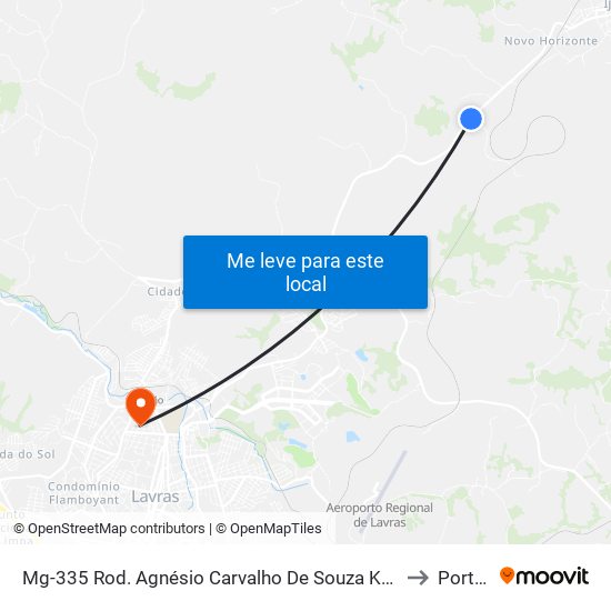 Mg-335 Rod. Agnésio Carvalho De Souza Km 80,5 Norte | Intercement to Portaria 2 map