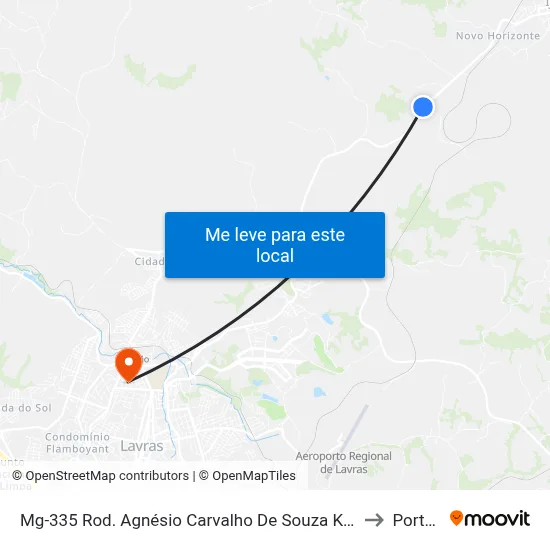 Mg-335 Rod. Agnésio Carvalho De Souza Km 80,5 Sul | Intercement to Portaria 2 map