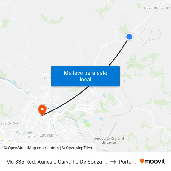 Mg-335 Rod. Agnésio Carvalho De Souza Km 80,8 Sul to Portaria 2 map