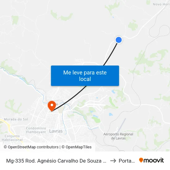 Mg-335 Rod. Agnésio Carvalho De Souza Km 82,3 Norte to Portaria 2 map
